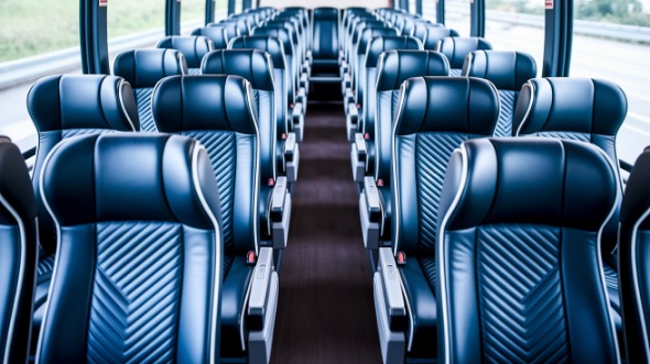 cleveland 55 passenger charter bus inside